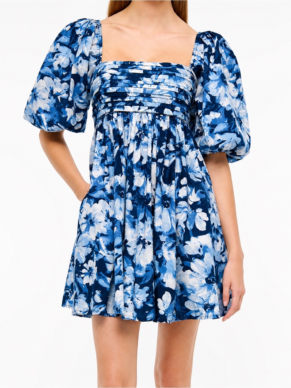 Abercrombie & Fitch Emerson Poplin Puff Sleeve Mini Dress Floral Womens XS
